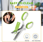 Herb Scissors with 5 Blades and Cover, Kitchen Herb Cutter with Cleaning Comb - Image 5