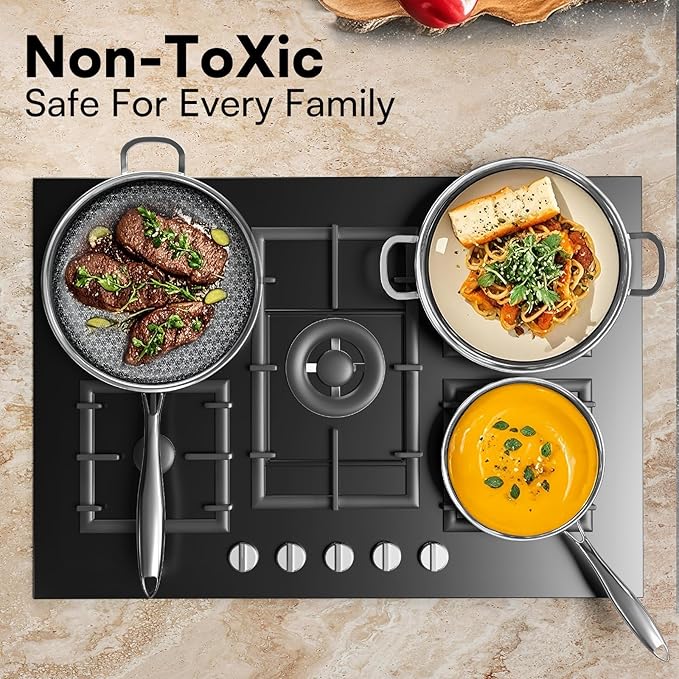 Non Stick Frying Pans with lid, 10 inch Hybrid Frying Pans Nonstick, non stick - Image 3