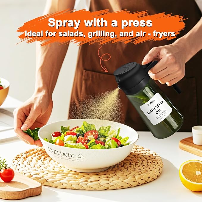 mqnxoi Oil Sprayer for Cooking, 2 in 1 Olive Oil Dispenser Bottle for Kitchen - Image 6