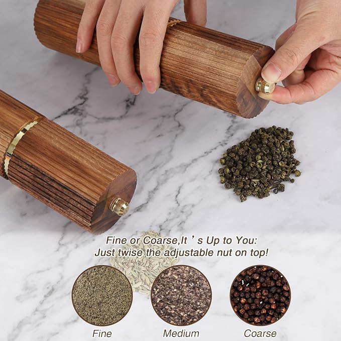 Wooden Salt and Pepper Grinder Set, Refillable Salt and Pepper grinder - Image 5