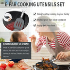 Silicone Cooking Utensils Set, E-far 14-Piece Gray Kitchen Utensils Set - Image 5