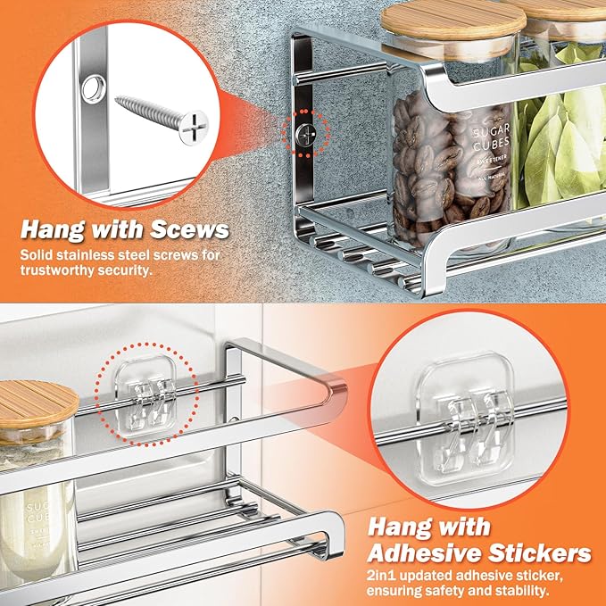 Bunoxea Spice Rack wall mounted 2 Pack, Space-Saving Spice Organizer - Image 4