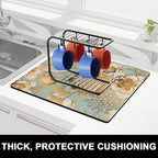 Rnivvi Dish Drying Mat for Kitchen Counter, 16 x 18" Cute Flower Theme - Image 2