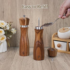 2 Pack Acacia Wood Salt and Pepper Grinder Set, Wooden Salt and Pepper Mill Set - Image 5