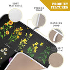 Black Flower Herbs Dish Drying Mat 16x18 Inch Botanical Floral Microfiber - Image 4