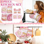Leinuosen 8 Pcs Kitchen Towels and Dishcloths Sets Oven Mitts and Pot Holders - Image 2