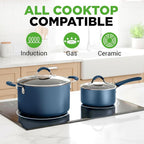 NutriChef Professional 20 Pc Pots and Pans Set Non Stick in Navy Blue - Image 2