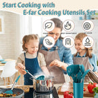 Silicone Cooking Utensils Set, E-far 14-Piece Blue Kitchen Utensils Set - Image 7