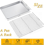 P&P CHEF 16 Inch Baking Sheet and Rack Set, Stainless Steel Cookie Sheets Oven - Image 2