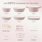 BECIGAR 23pcs Ceramic Pots and Pans Set, Nonstick Detachable Handle Cookware - Image 2