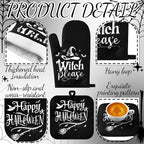 Fanfanwin 10 Pcs Halloween Kitchen Decor Set Witch Kitchen Towels and Rugs Pot - Image 4