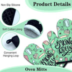 2 Pack Funny Baking Oven Mitts for Women, Baking Queen, Heat Resistant Silicone - Image 3
