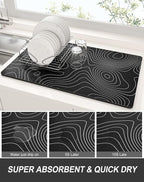 Rnivvi Dish Drying Mat for Kitchen Counter, XL 15 x 24" Cute Marble Super - Image 3