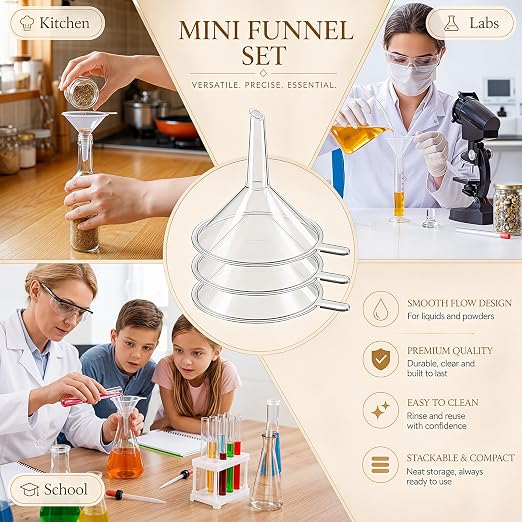 Hoolerry 200 Pcs Small Funnel for Filling Small Bottles Clear Plastic Mini - Image 6