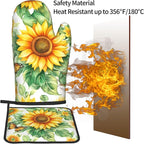 Sunflower Oven Mitts and Pot Holders Sets Watercolor Yellow Floral Plant - Image 5