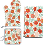 3 Pcs Kitchen Stuff, Kitchen Oven Mitts and Pot Holders Sets by Qchengsan
