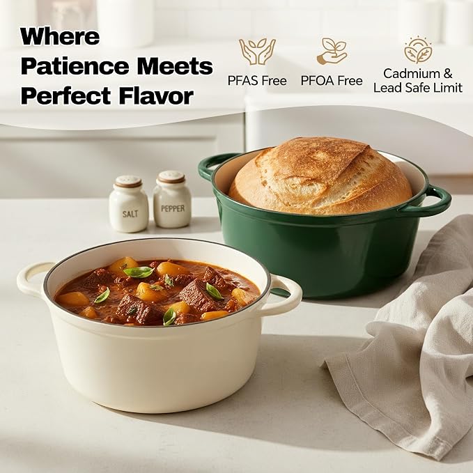 6 Quart Dutch Oven Pot with Lid, Non Stick Enameled Cast Iron Dutch Oven - Image 2