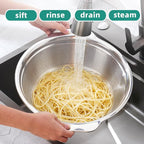 Colander for Kitchen Stainless Steel, 4QT Rice Strainer Bowl - Image 4