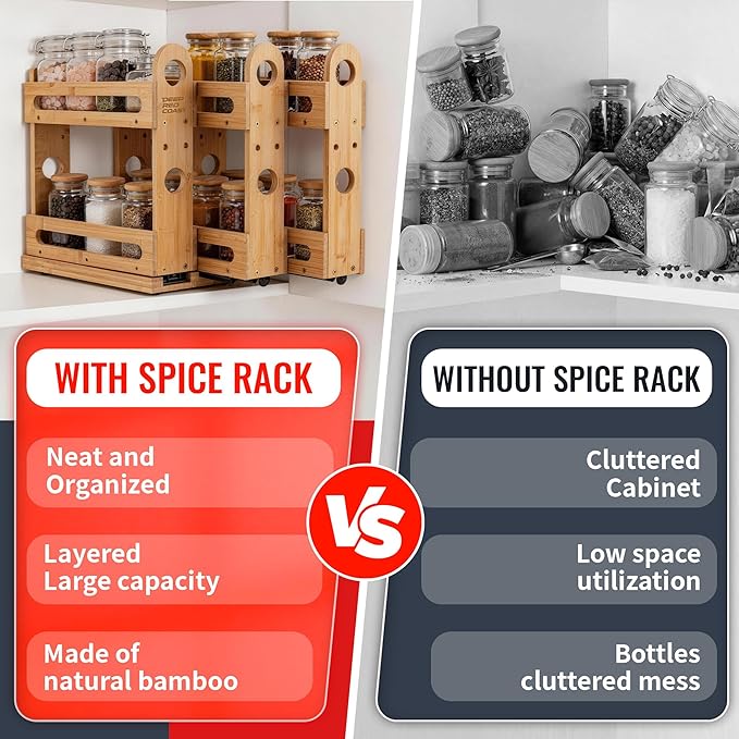 Pull Out Spice Rack Organizer for Cabinet Wide Slide Out Seasoning Rack Fits - Image 3