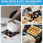 Halloween Pumpkin Autumn Maple Leave Oven Mitts and Pot Holders Sets Heat - Image 6