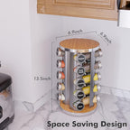 Revolving Spice Rack Set with 20 Spice Jars, Kitchen Spice Tower Organizer - Image 4