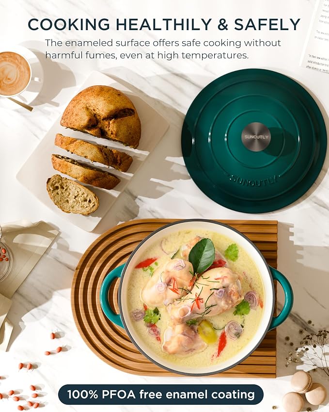 Enameled Cast Iron Dutch Oven - 6QT Pot - Heavy-Duty Cookware - Image 2