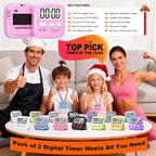 Antonki 2 Pack Digital Timer for Kids, Magnetic Countdown Kitchen Timers for - Image 8