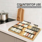 Bamboo Spice Drawer Organizer, Expandable 4 Tier Spice Rack - Image 7