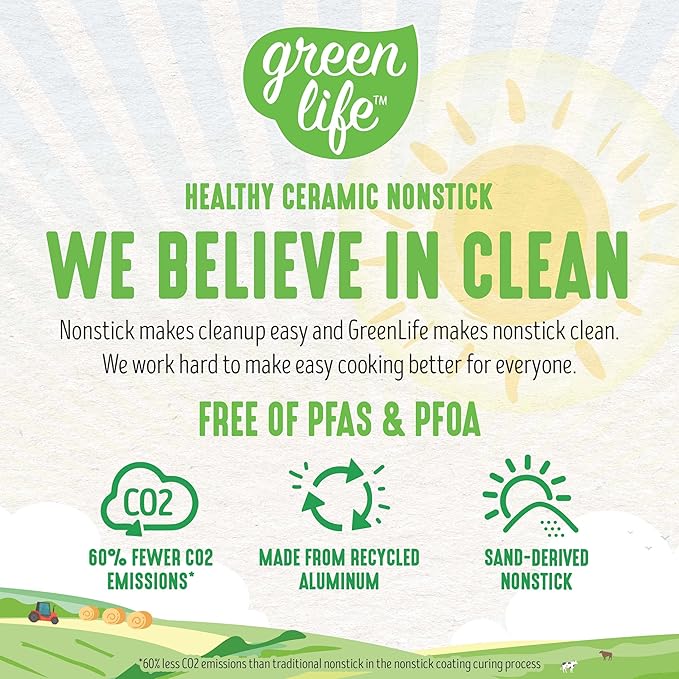 GreenLife Artisan Healthy Ceramic Nonstick, 1QT and 2QT Saucepan Pot Set - Image 3