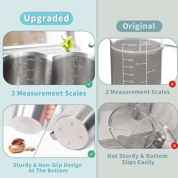 Newness 5 Pack Stainless Steel Measuring Cups Set Metal Measuring Cup - Image 2