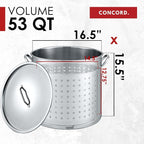 CONCORD 53 QT Stainless Steel Stock Pot w/Basket. Heavy Kettle. Cookware - Image 5