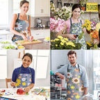 Apron for Women with Pockets, Adjustable Waterproof Floral Chef Aprons for - Image 5