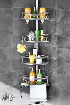 HAMITOR Corner Shower Caddy Tension Pole: Rustproof 4-Tier Bathroom Organizer by HAMITOR