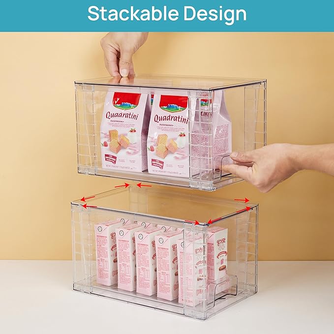 Vtopmart 4Pack Large Stackable Kitchen Pantry Storage Drawers, Acrylic Drawer - Image 3
