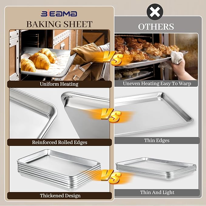 BIEAMA 12 Pack Half Size Baking Sheet Pan Aluminum Commercial Pan - Image 4