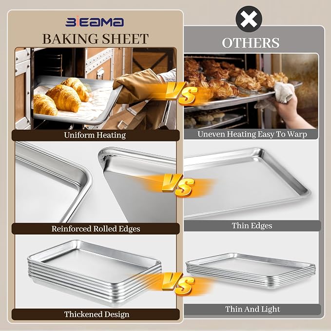 BIEAMA 6 Pack 15" × 21" Baking Sheet Pan Aluminum Commercial cookie sheets - Image 4