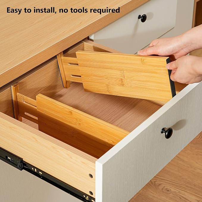 Fabsome Dresser Drawer Organizers 6 Pack, 4.65'' High Adjustable from 17-22‘’ - Image 4