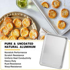 Commercial Quality Baking Sheet Pan Set, Natural Aluminum Cookie Sheet - Image 2