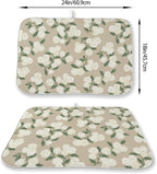 Beige Dish Drying Mat 18x24 Inch Khaki Green Vintage Floral Hydrangea Flower - Image 2