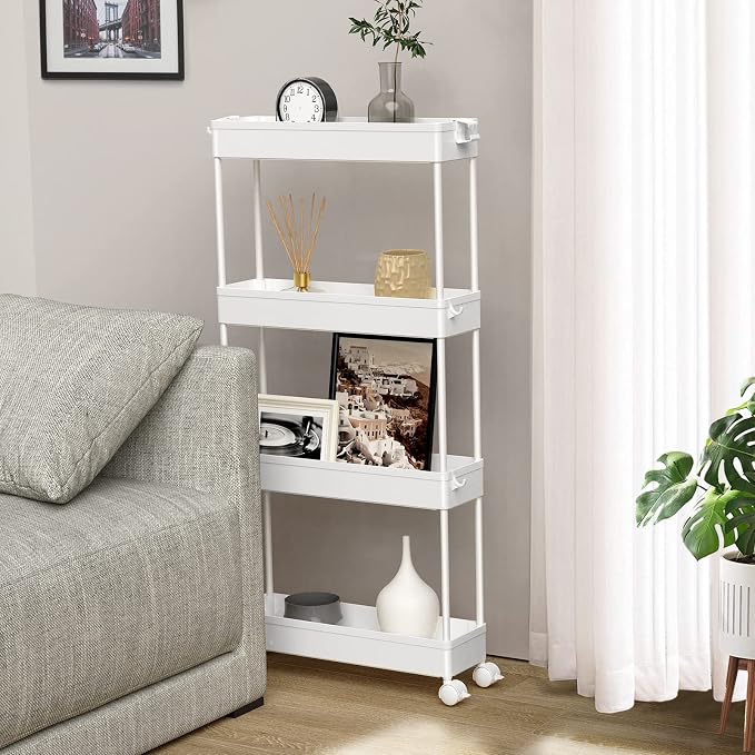 SPACELEAD Slim Storage Cart 4 Tier, Bathroom Organizer Rolling Utility - Image 7