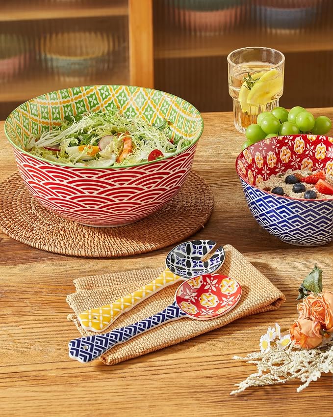 Metahom Ceramic Mixing Bowls for Kitchen, Colorful Nesting Bowls, Large Serving - Image 5
