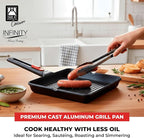 BRA COOKWARE Infinity Nonstick Ribbed Grill Pan | Cast Aluminum Searing Skillet - Image 3