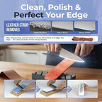 Premium Knife Sharpening Stone Set – Dual Grit Whetstones, Leather Strop - Image 5