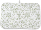 Sage Green Floral Dish Drying Mat 18 x 24 Inch Vintage Light Green Floral by Sorktse