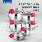 Daniks Classic 11-Piece Stainless Steel Cookware Set - Image 2
