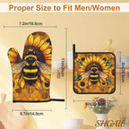 Sunflower Bee Oven Mitts and Heat Resistant Pads - Image 3