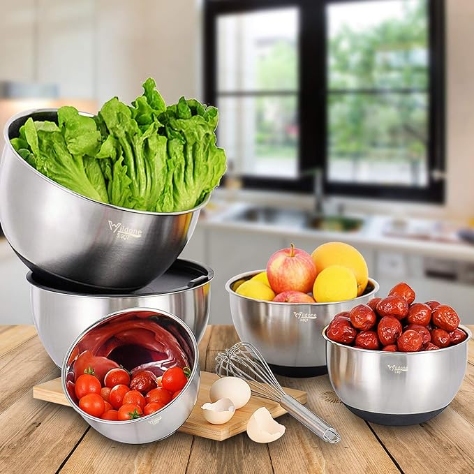 Wildone Mixing Bowls with Airtight Lids Set, with Grater Attachments & Non-Slip - Image 6