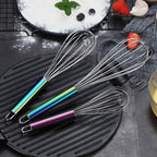 Berglander Rainbow Handle Whisk Pack of 3 Stainless Steel 8", Titianium Plating - Image 4