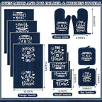 12 Pcs Farmhouse Kitchen Decor Sets 4 Blue Kitchen Hand Towels 4 Dish Clothes 2 - Image 4