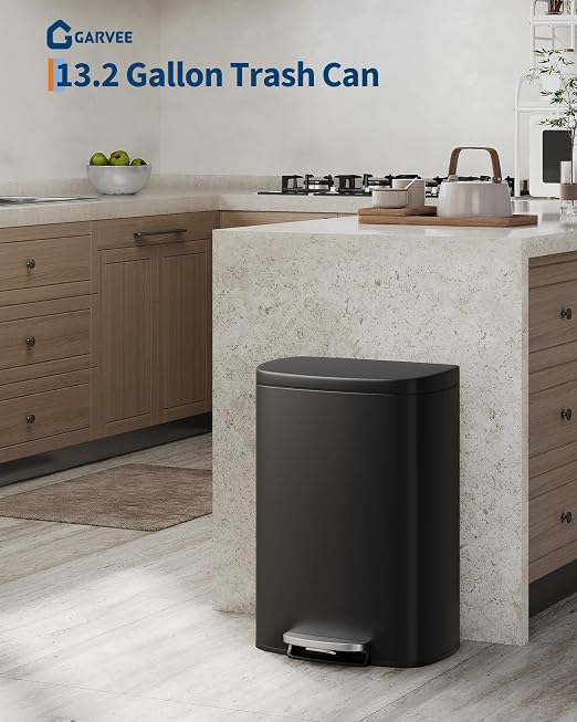 Garvee 13 gal / 50 L Metal Kitchen Trash Can - Image 2